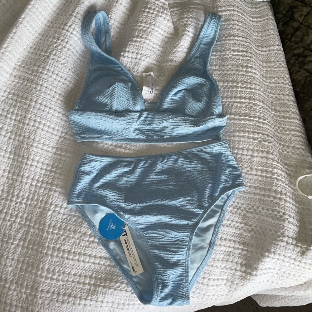 Cupshe never worn light blue bikini top and high rise bikini bottom